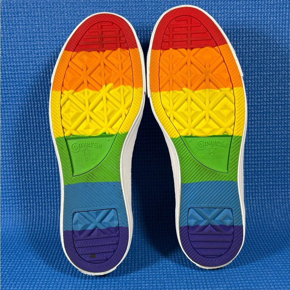 Converse White Mesh Sneakers with Rainbow Gradient Accents - Picture 11 of 12
